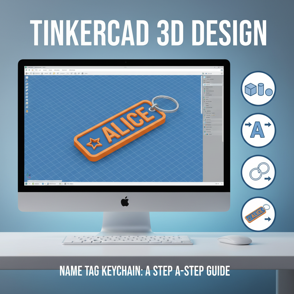 Tinkercad Name Tag Keychain Tutorial PDF cover