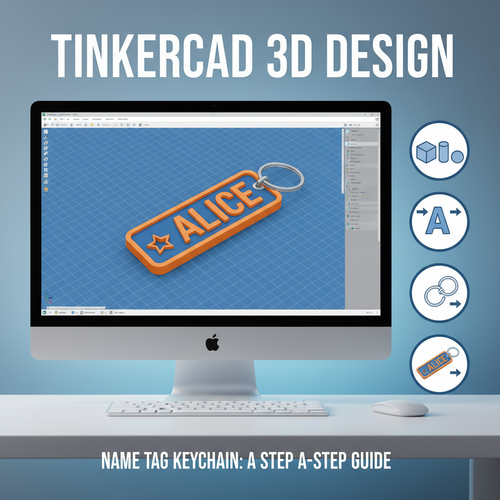 Tinkercad Name Tag Keychain Tutorial PDF cover